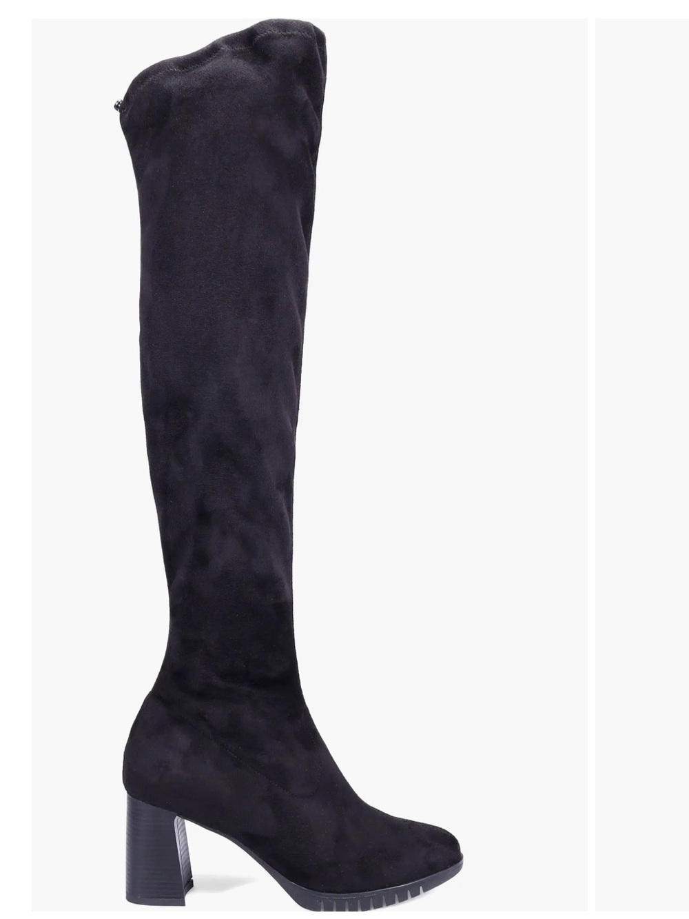 RON WHITE Over-the-Knee Block Heel Boots - Black Suede